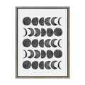 Moon Phases — Black on White Framed Canvas