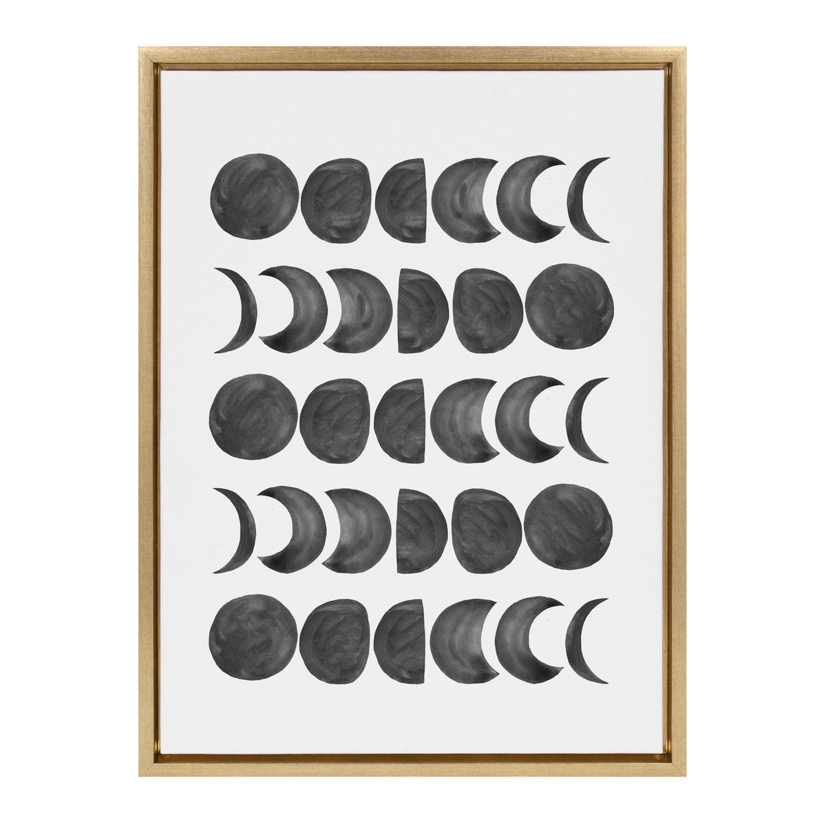 Moon Phases — Black on White Framed Canvas