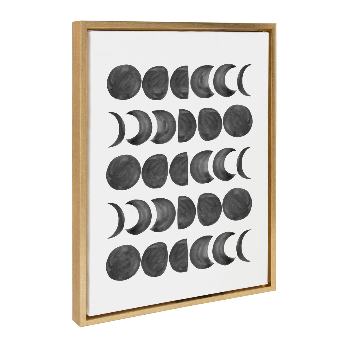 Moon Phases — Black on White Framed Canvas