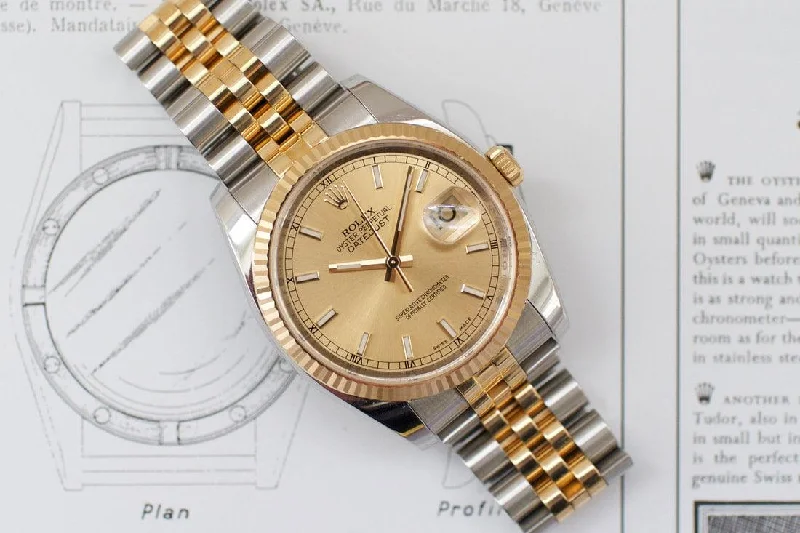Men's dress watches with slim profile   SOLDOUT: 2008/09 Rolex Datejust Champagne Dial 116233