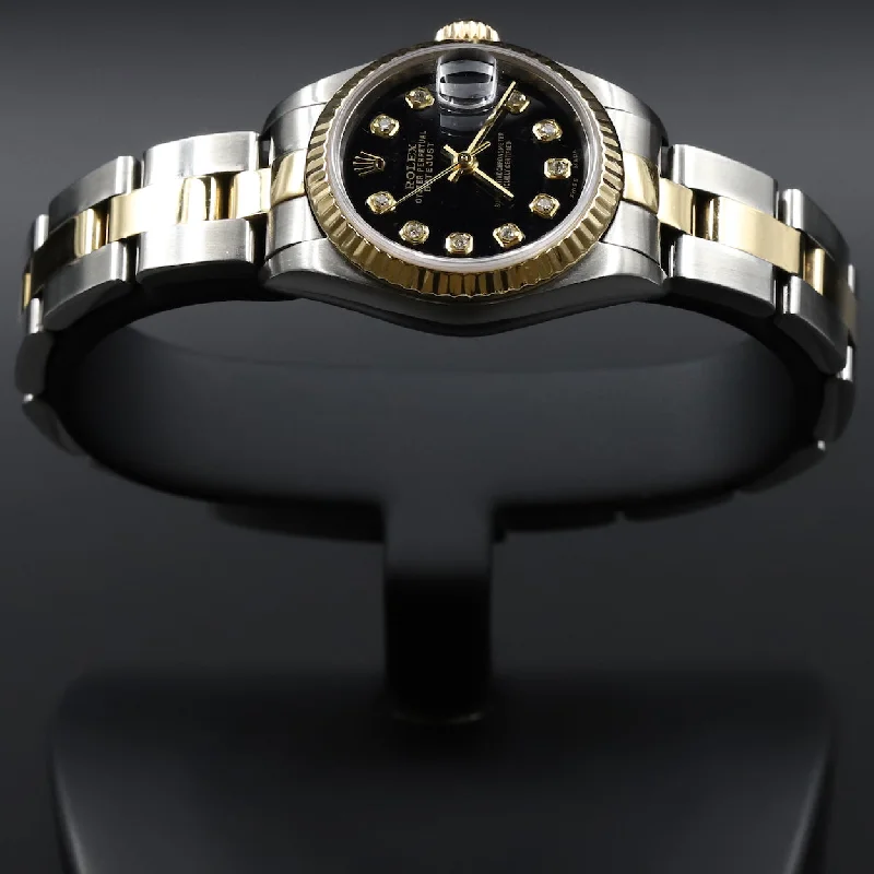 Watches made for exclusive collectors   Rolex<br>179173 Datejust 26 18k/SS Black Diamond Dial