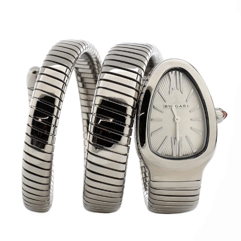 Men's dress watches with slim profile   Serpenti Tubogas Double Spiral Quartz Watch Stainless Steel 23