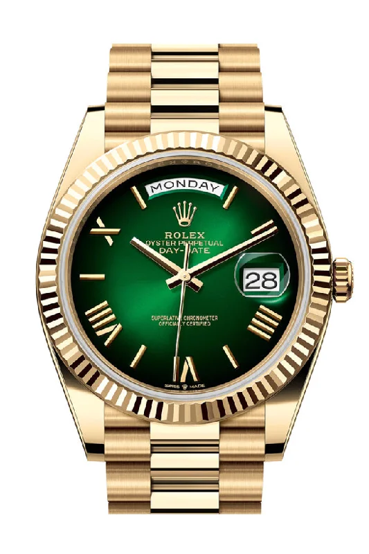 Modern design square dial watches   Rolex Day-Date 40 Ombré Dial 18K Yellow Gold President Men's Watch 228238