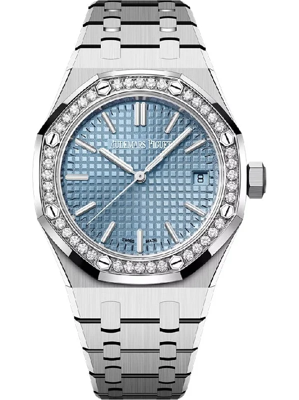 Watches with a stylish look   Audemars Piguet Royal Oak Selfwinding Ice Blue Dial Diamond Bezel 15551ST.ZZ.1356ST.04