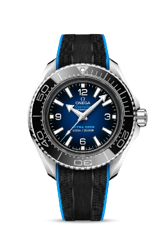Watches with leather straps and quick release clasps   Omega Ultra Deep 6000M Planet Ocean 215.32.46.21.03.001