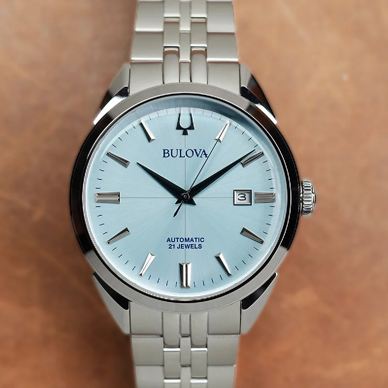 stylish watches for casual wear   Bulova Sutton Classic BLV 96B423 Aqua Blue Dial
