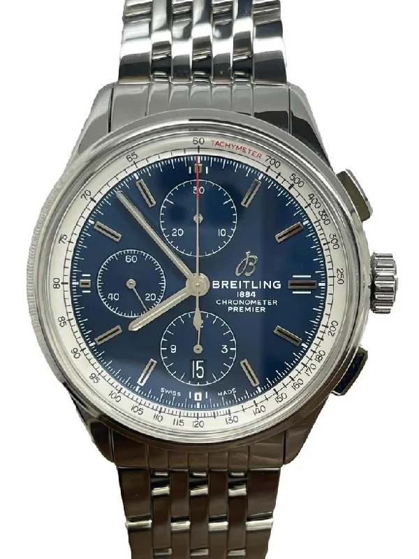 Men's dress watches with slim profile   Breitling Premier A13315 Blue Dial Automatic Men's Watch