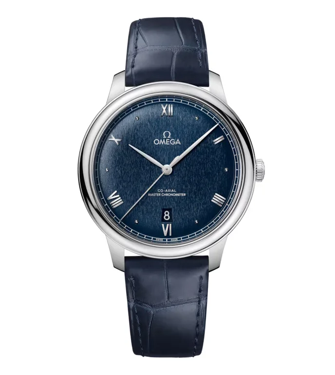 Watches with a sophisticated look   OMEGA De Ville Prestige, 40mm with Blue Leather Strap