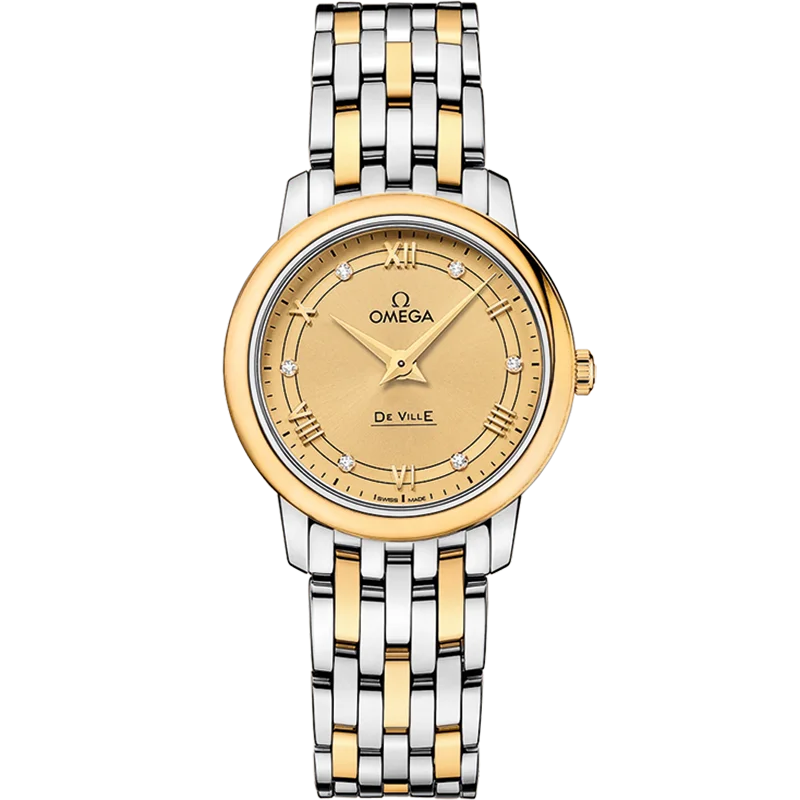 minimalistic watches for men with leather bands Omega De Ville Prestige 27.4mm steel - yellow gold on steel - yellow gold minimalistic watches for men with leather bands Omega De Ville Prestige 27.4mm steel - yellow gold on steel - yellow gold