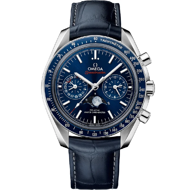 minimalistic watches for men with leather bands   Speedmaster Moonphase 304.33.44.52.03.001