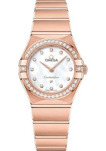 Formal watches for evening events   Omega Constellation Manhattan Quartz Watch - 25 mm Sedna Gold Case - Diamond-Paved Bezel - Mother-Of-Pearl Diamond Dial - 131.55.25.60.55.001