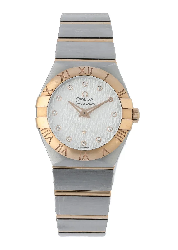 Watches with leather straps and quick release clasps   Omega Constellation 123.20.27.60.52.002 Ladies Watch Box Papers
