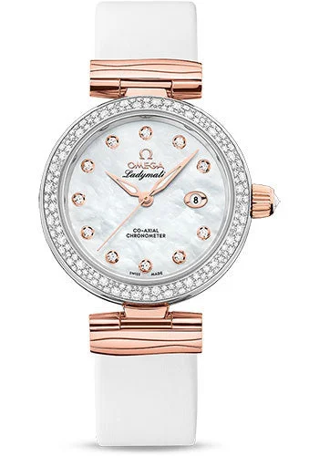 Watches with a stylish look Omega De Ville Ladymatic Omega Co-Axial Watch - 34 mm Steel - Sedna Gold Case - Diamond Bezel - White Diamond Dial - White Leather Strap - 425.27.34.20.55.004 Watches with a stylish look Omega De Ville Ladymatic Omega Co-Axial Watch - 34 mm Steel - Sedna Gold Case - Diamond Bezel - White Diamond Dial - White Leather Strap - 425.27.34.20.55.004