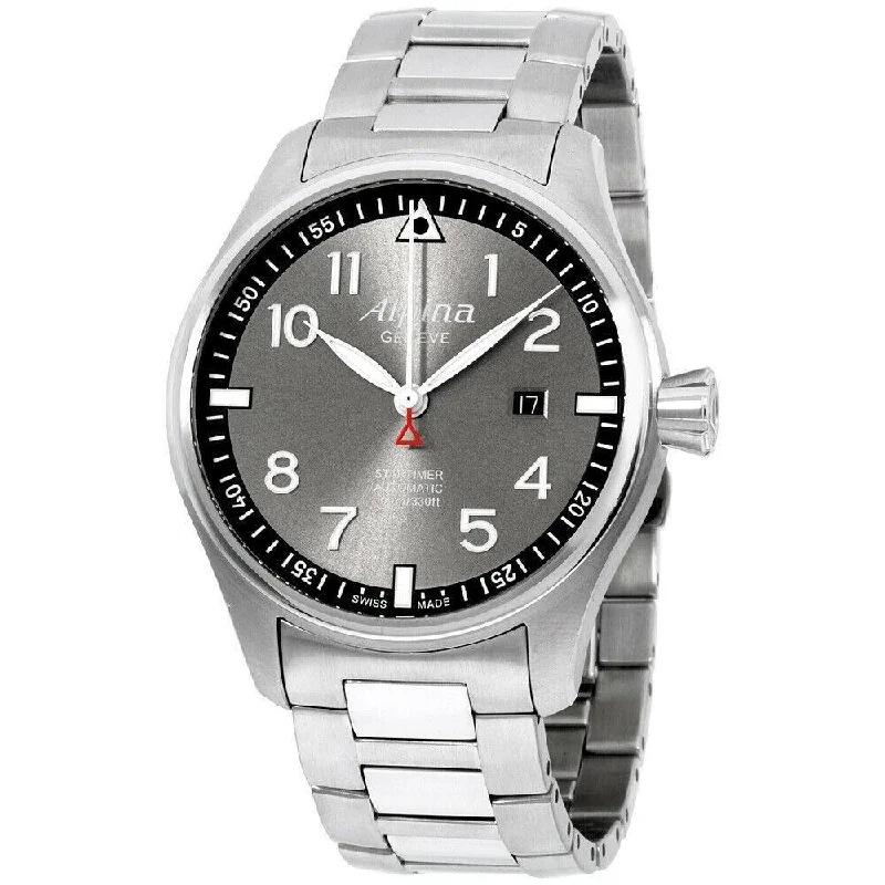 Watches with a stylish look   Alpina Men's AL-525GB4S6B Startimer Pilot Stainless Steel Watch