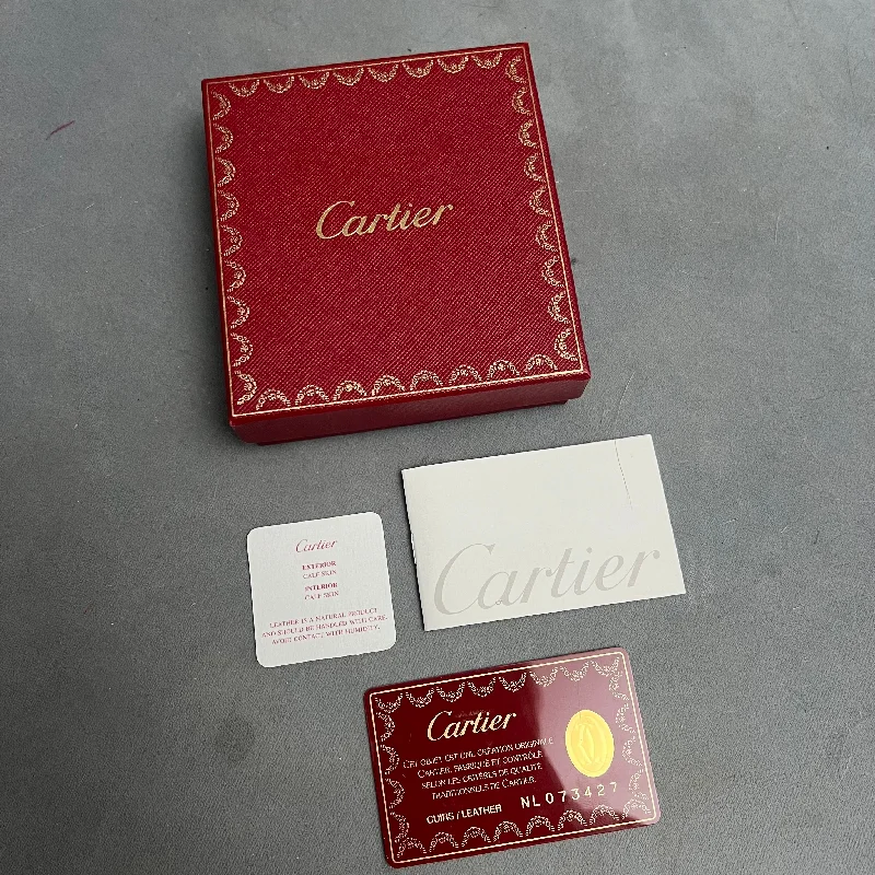 Modern design square dial watches CARTIER Leather Goods Box 4.75x4.40x1.5 inches + Booklet + Filled Certificate Modern design square dial watches CARTIER Leather Goods Box 4.75x4.40x1.5 inches + Booklet + Filled Certificate