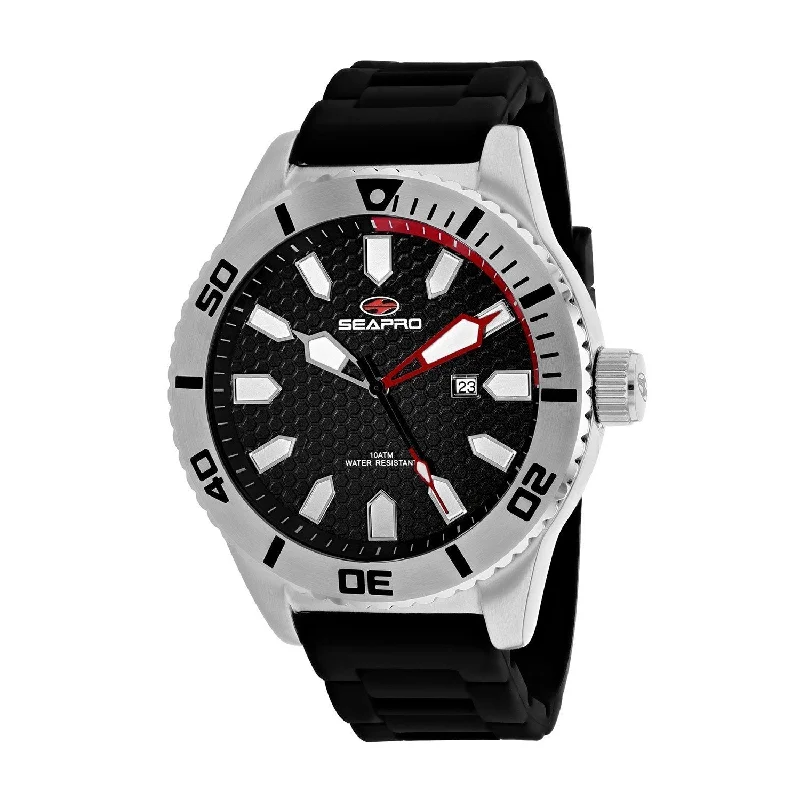 stylish watches for casual wear   Seapro Men's SP1310 Brigade Black Silicone Watch